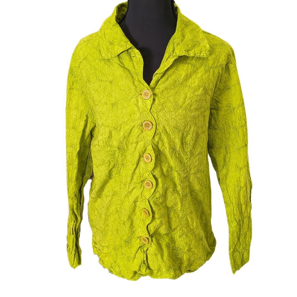 Vintage Y2K Button-Down with Scalloped Button-Closure | Women's L |  Tantrums